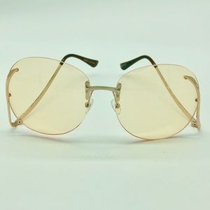 Gold & Yellow Round Sunglasses w/Case